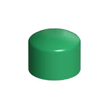 A green PPR cap, used to seal the end of a pipe in a plumbing system.