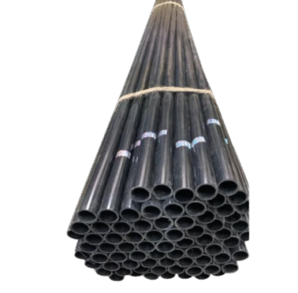 A stack of black metro concepts electrical conduit pipes