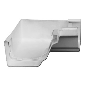 A white plastic PTG 90° inside corner on a white background. This gutter fitting is designed to create a sharp, 90-degree turn in an inside corner of a building, maintaining the gutter's channel.