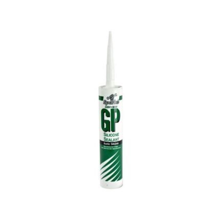 A single tube of Sparko GP Silicone Sealant. The tube is white with a green and black label, featuring "Sparko" and a large "GP" for General Purpose. The tube has a tapered white nozzle on top.