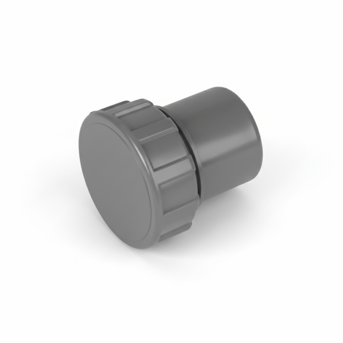 A light gray plastic waste plug on a white background. This plumbing fitting is used to cap off the end of a waste pipe.
