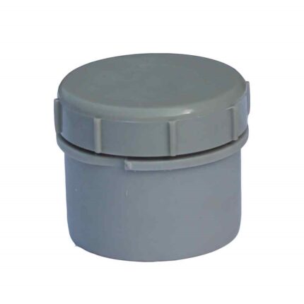 A light gray plastic waste plug on a white background. This plumbing fitting is used to cap off the end of a waste pipe.