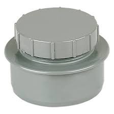 A light gray plastic waste plug on a white background. This plumbing fitting is used to cap off the end of a waste pipe.