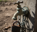 A close-up shot of a brass garden tap that has been visibly vandalized